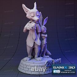 Judy Hopps And Nick Wilde 3d Printed Model Unassembled Unpainted 1/10-1/2