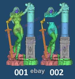 Red Sonja & Stone Pillar 1/8 1/6 3D Print Model Kit Unpainted Unassembled 2 Ver